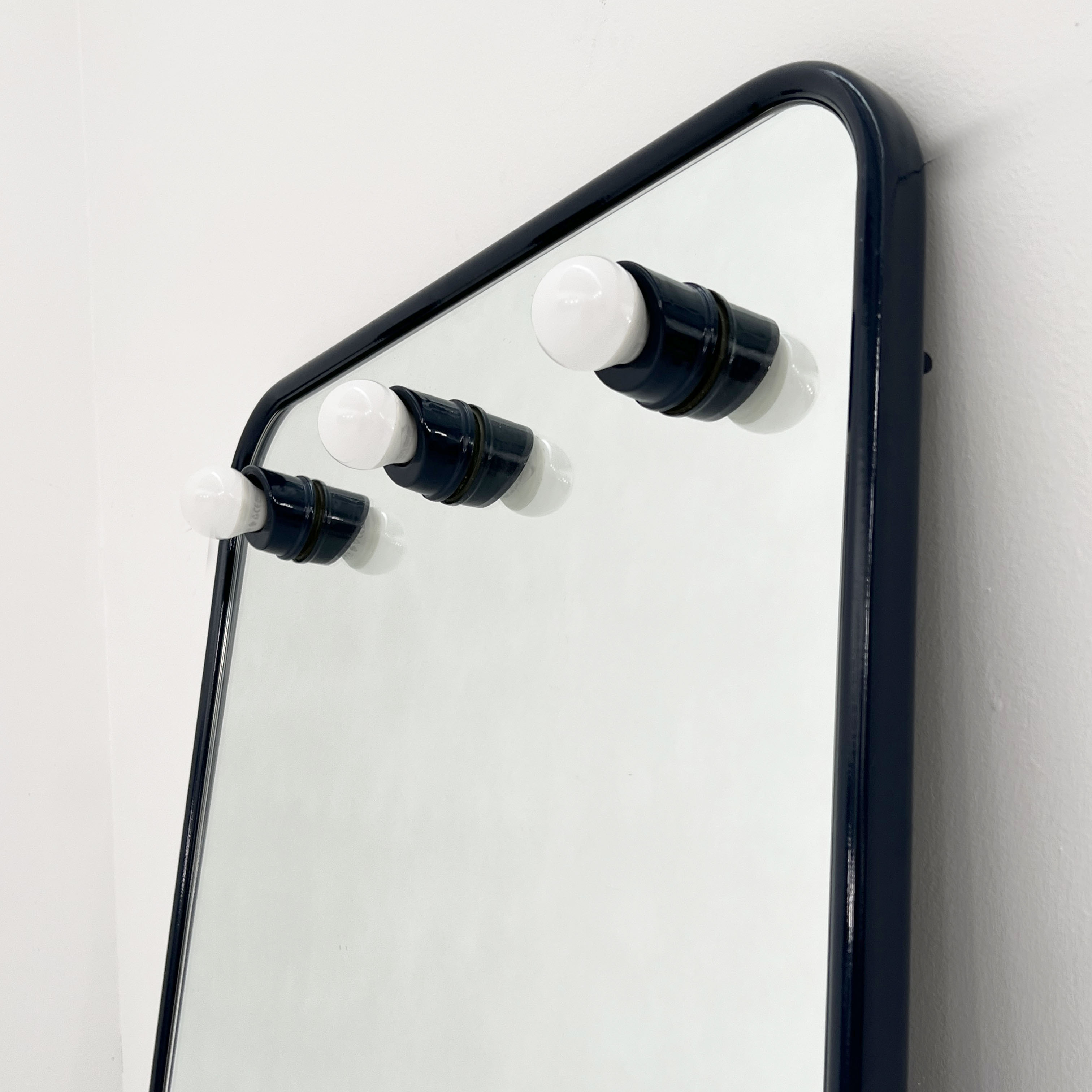 Midnight blue metal bulb mirror, 1970