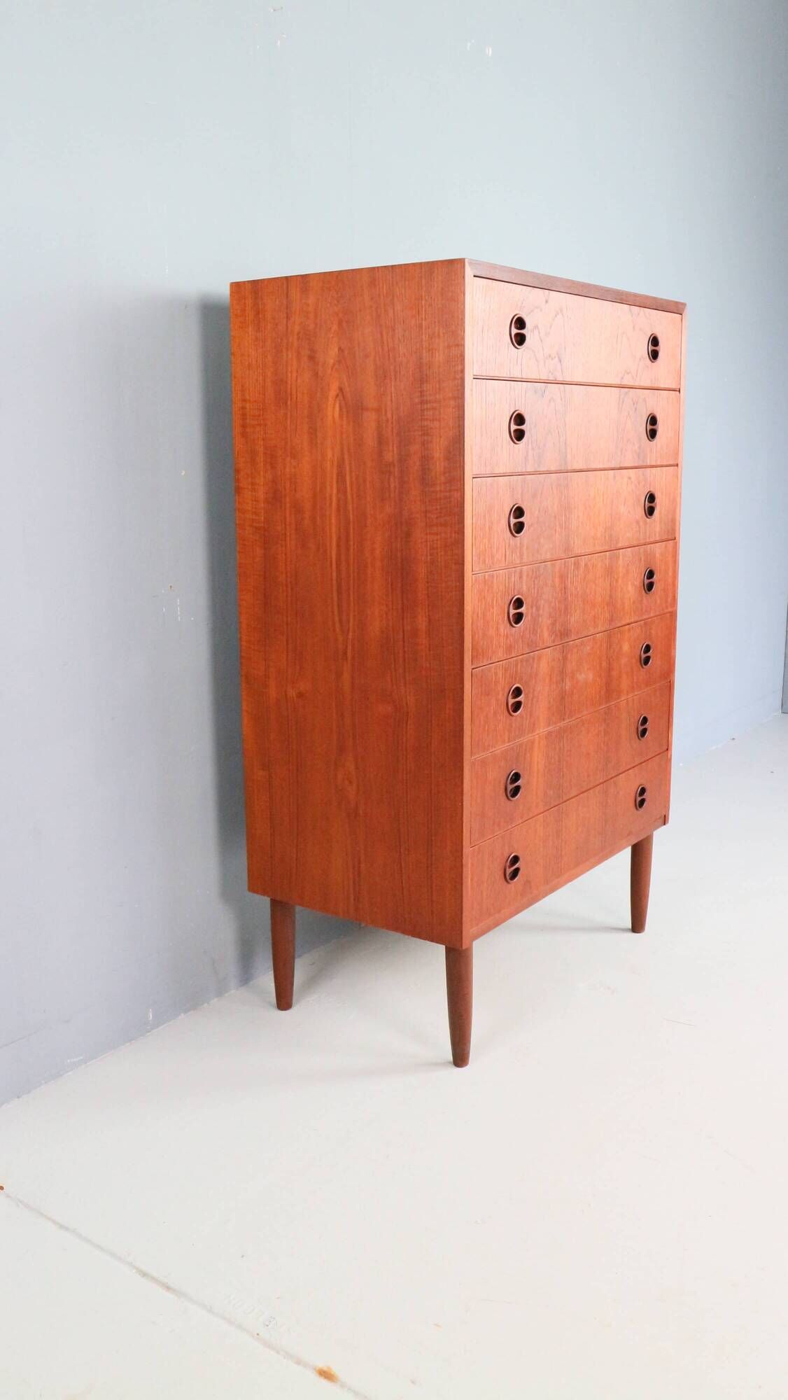 Mid-century modern Danish chest of seven drawers, tallboy in teak, 1960s