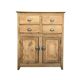 Parisian art deco sideboard in solid raw wood with pyrographed decorations, 1929