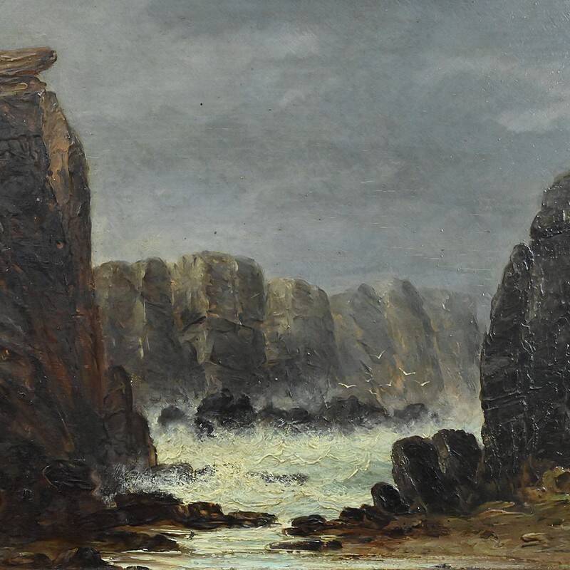 Painting "The Wild Coast of Belle-Île-en-Mer", French school of the 19th century.