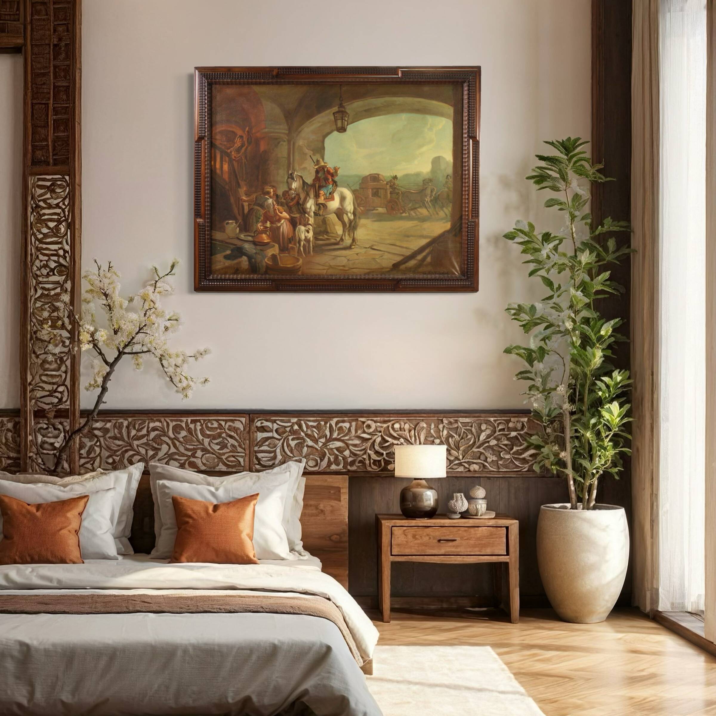 Italian painting signed Mattia Traverso, genre scene