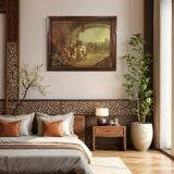 Italian painting signed Mattia Traverso, genre scene