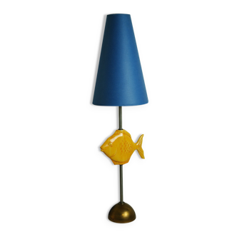 Lampe céramique poisson KostKa France Vintage