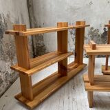 Trio d'étagères constructivistes en pin style Regain