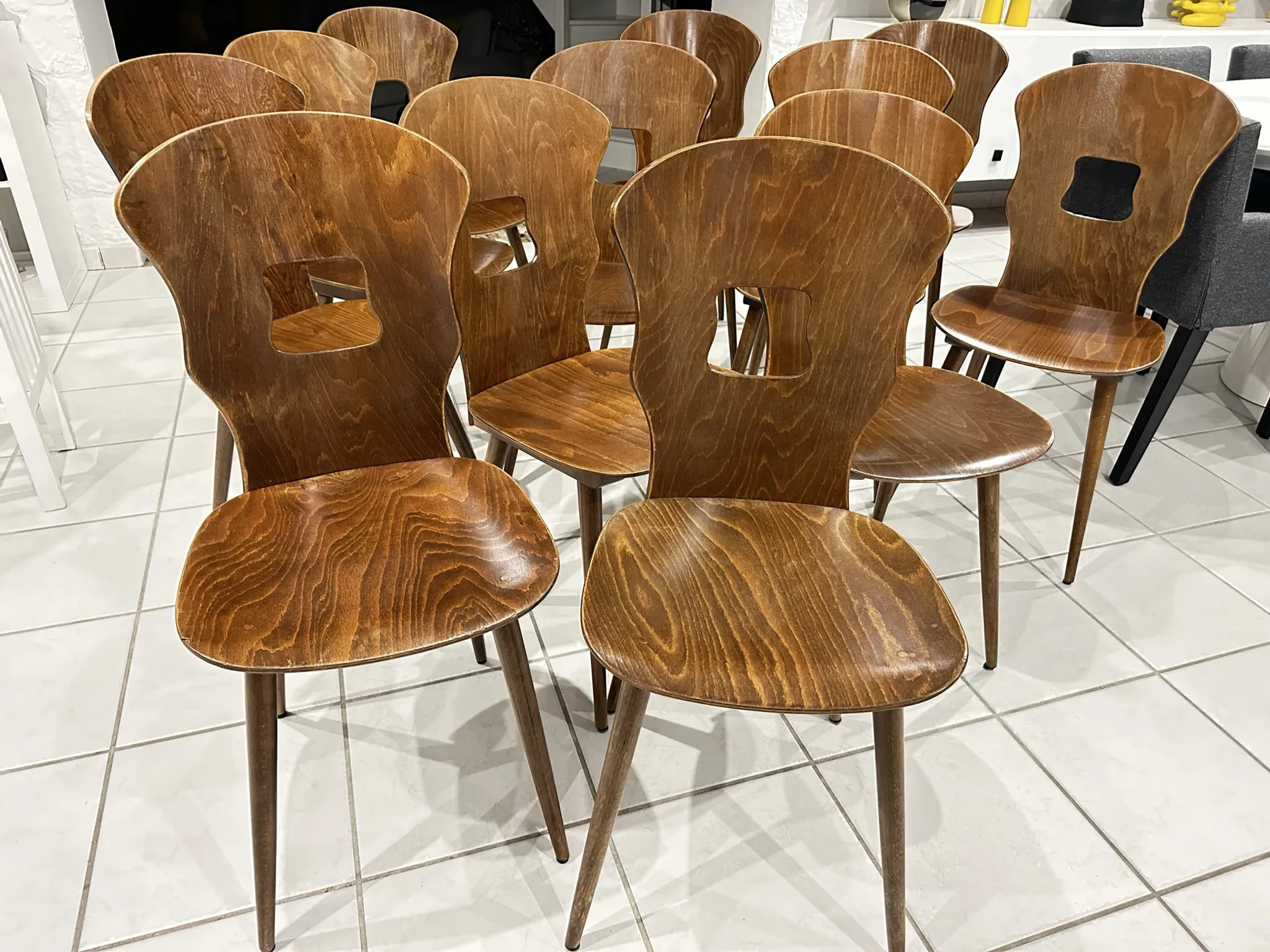 Set of 12 Baumann bistro chairs model Gentiane vintage 1970