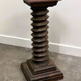 French antique wooden pressoir press screw column converted into sculptural pedestal