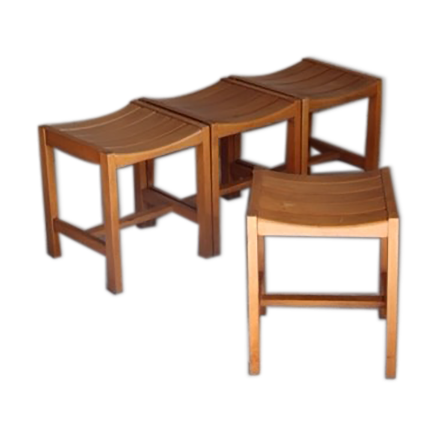 Suite of 4 stools design Sornay beech solid 1960