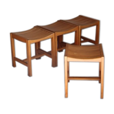 Suite of 4 stools design Sornay beech solid 1960