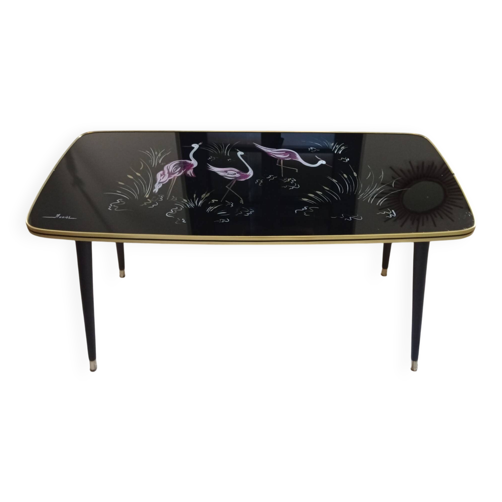 Table basse vintage pieds fuseaux