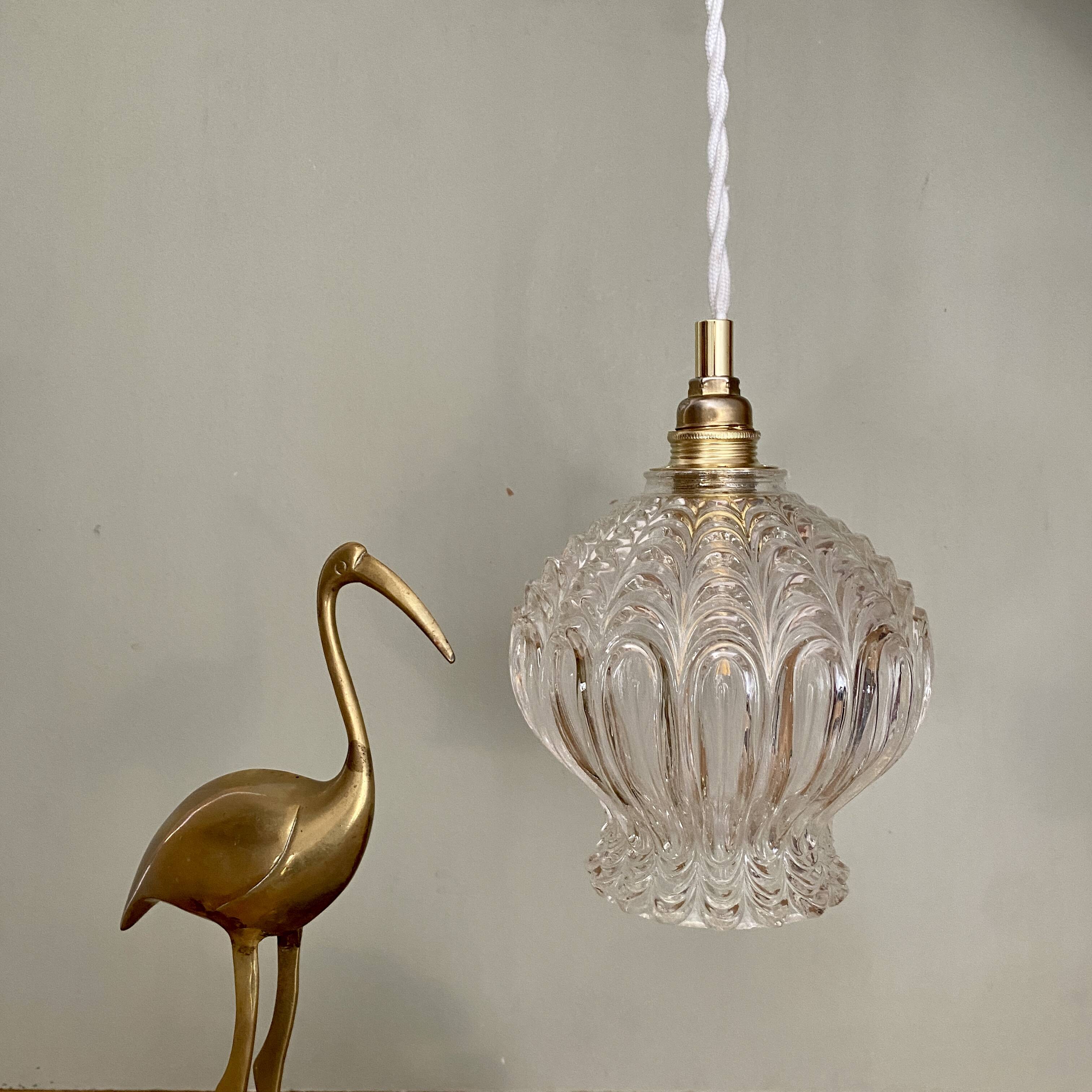 Vintage globe pendant in molded glass