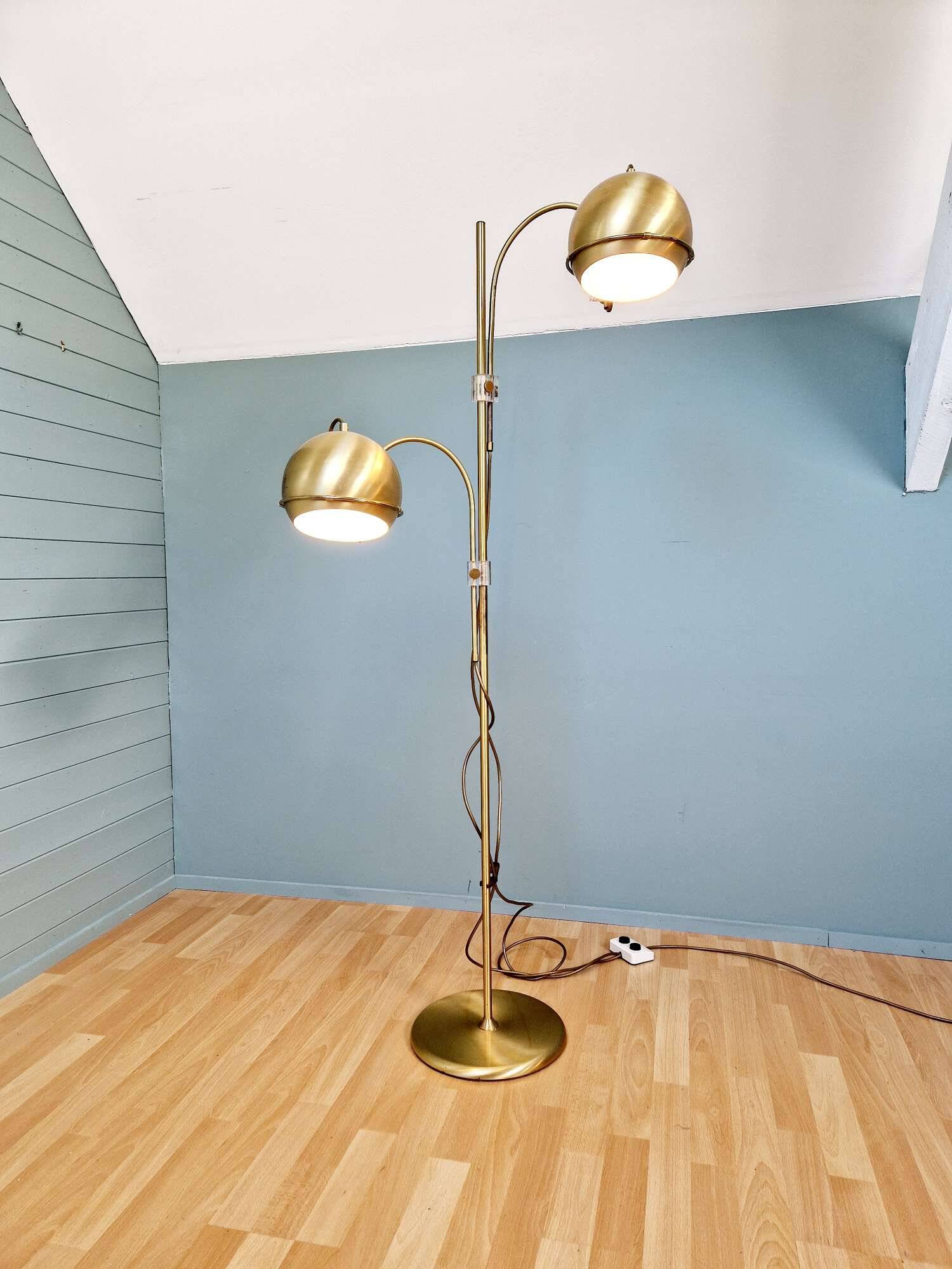 Brass eyeball floor lamp, by Gepo, 1960s-70s.