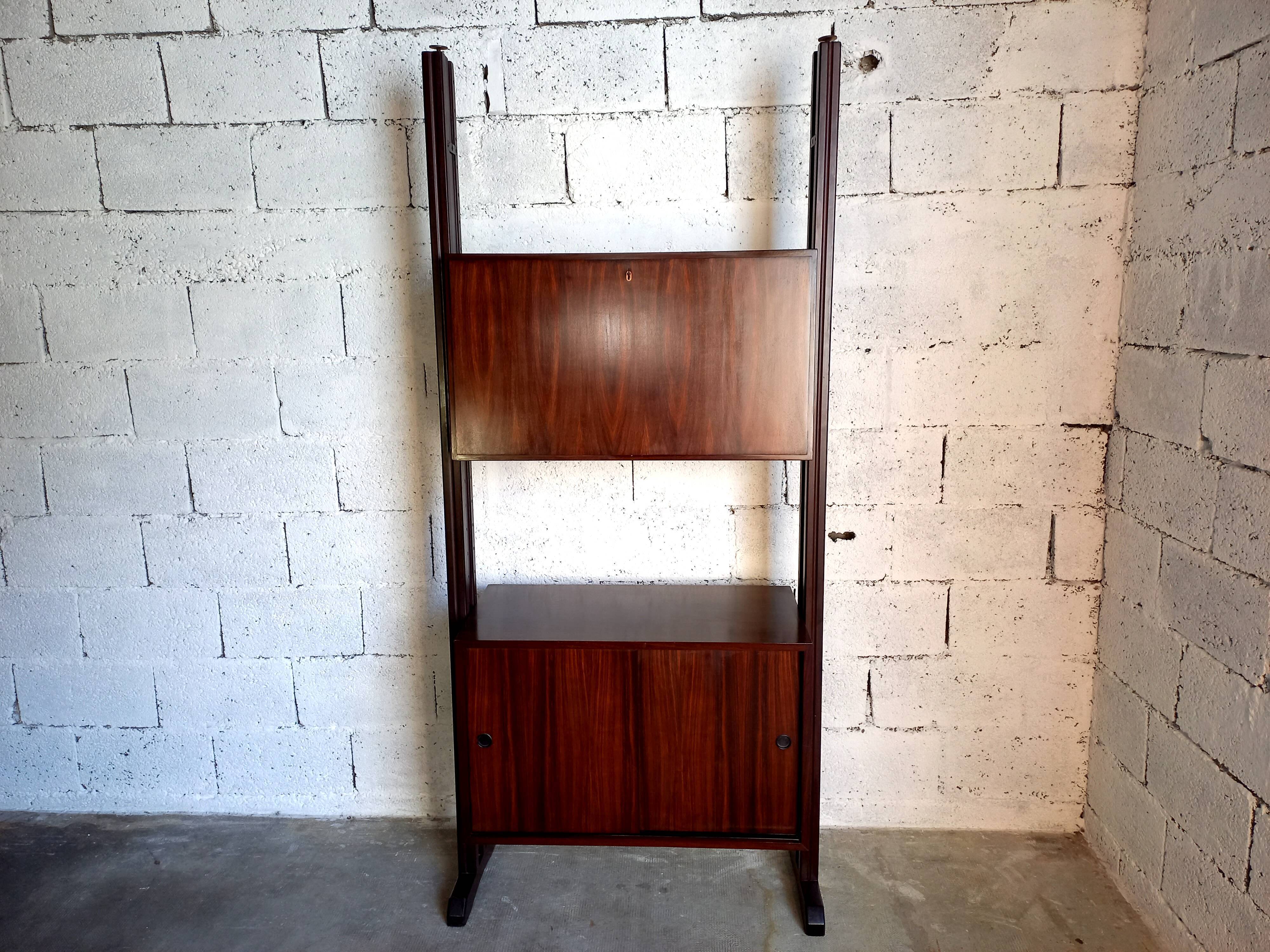 Modular bookcase in rosewood 60s