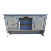 Two-door wall unit with niche in solid wood in grey limed finish