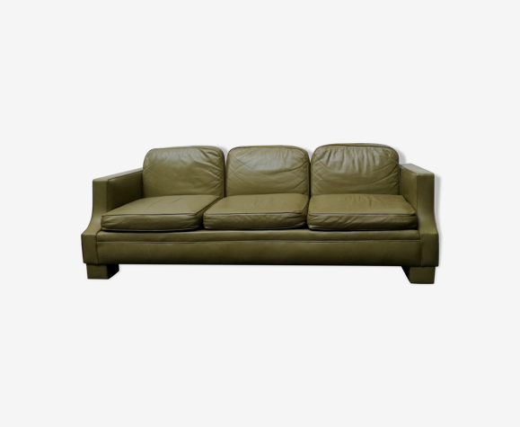 Jansen Olive Green Leather Sofa France 1970 Selency Jansen Olive Green Leather Sofa France, Olive Oil On Leather Sofa
