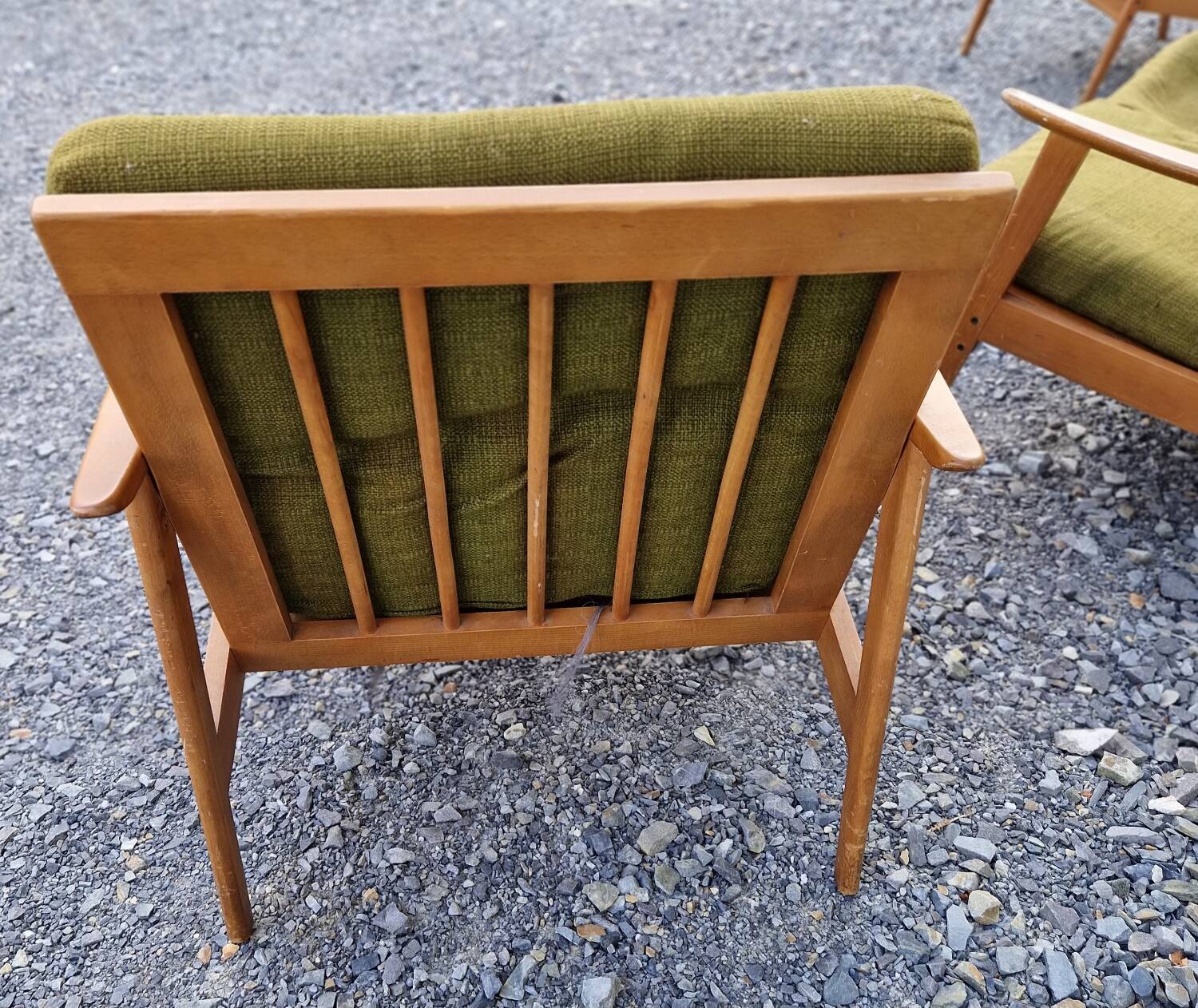 Living room set: sofa and 2 boomerang-style armchairs, 1950s