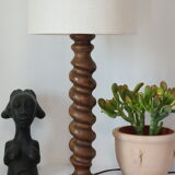 Vintage twisted turned wooden lamp base