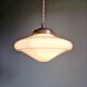 Art Deco pendant light in white opaline glass, conical, 1920s-30s