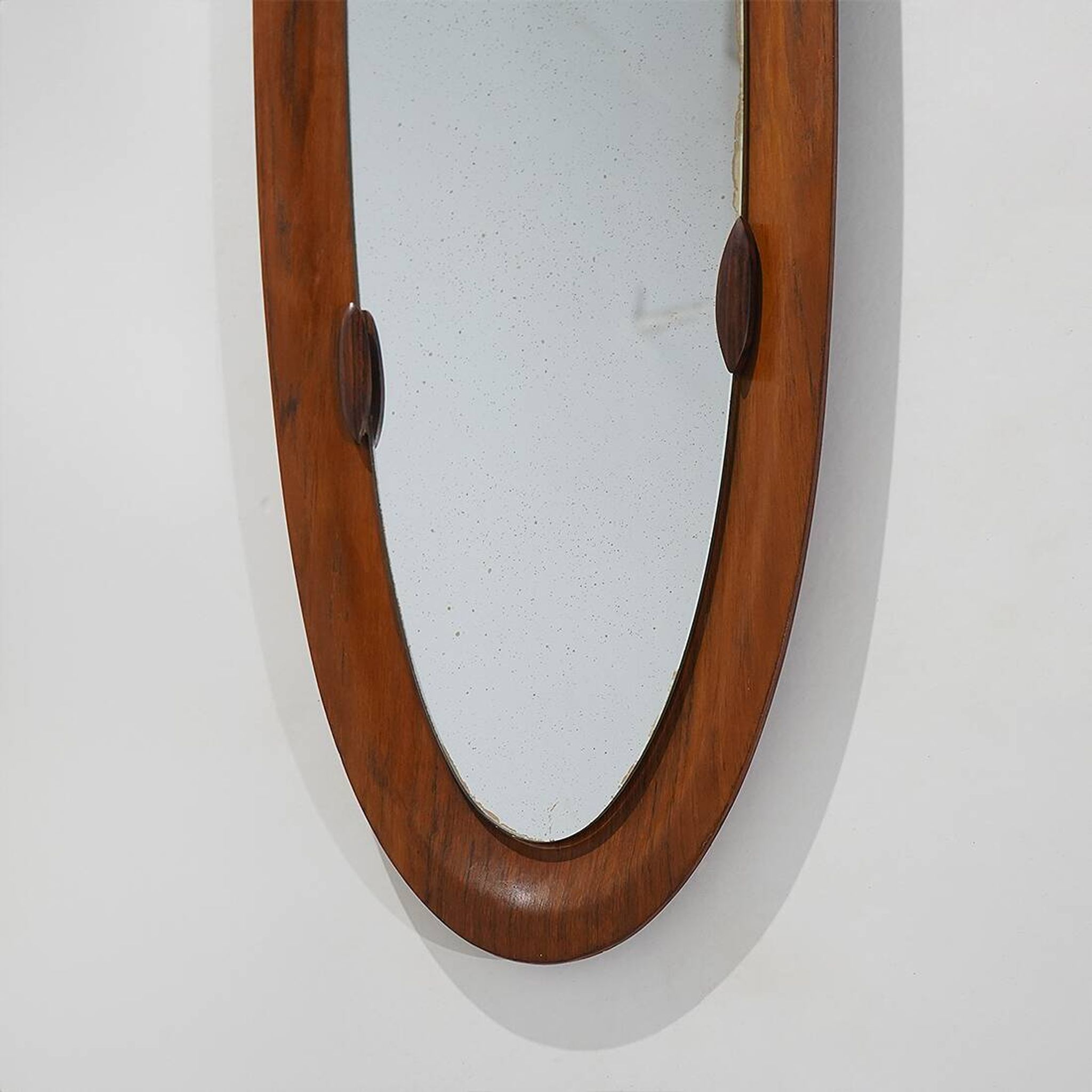 Curved plywood wall mirror, 1960s