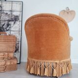 Golden yellow velvet toad armchair