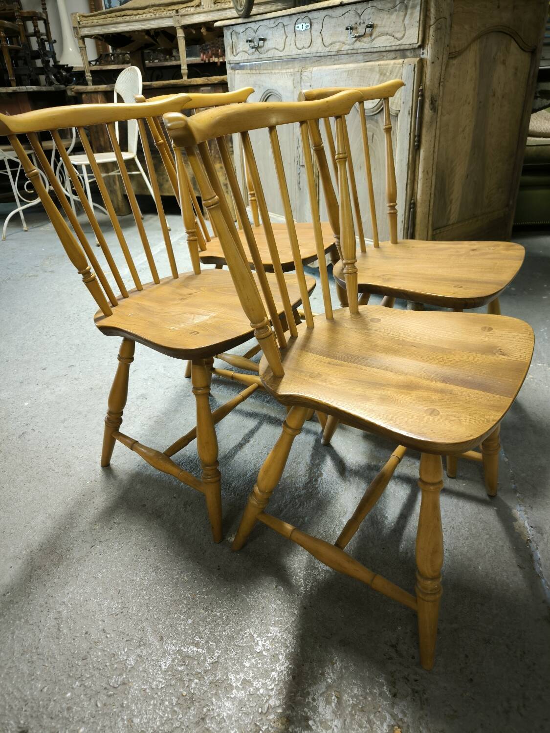 Set of 4 ERCOL chairs, Elm and Beech, 1960