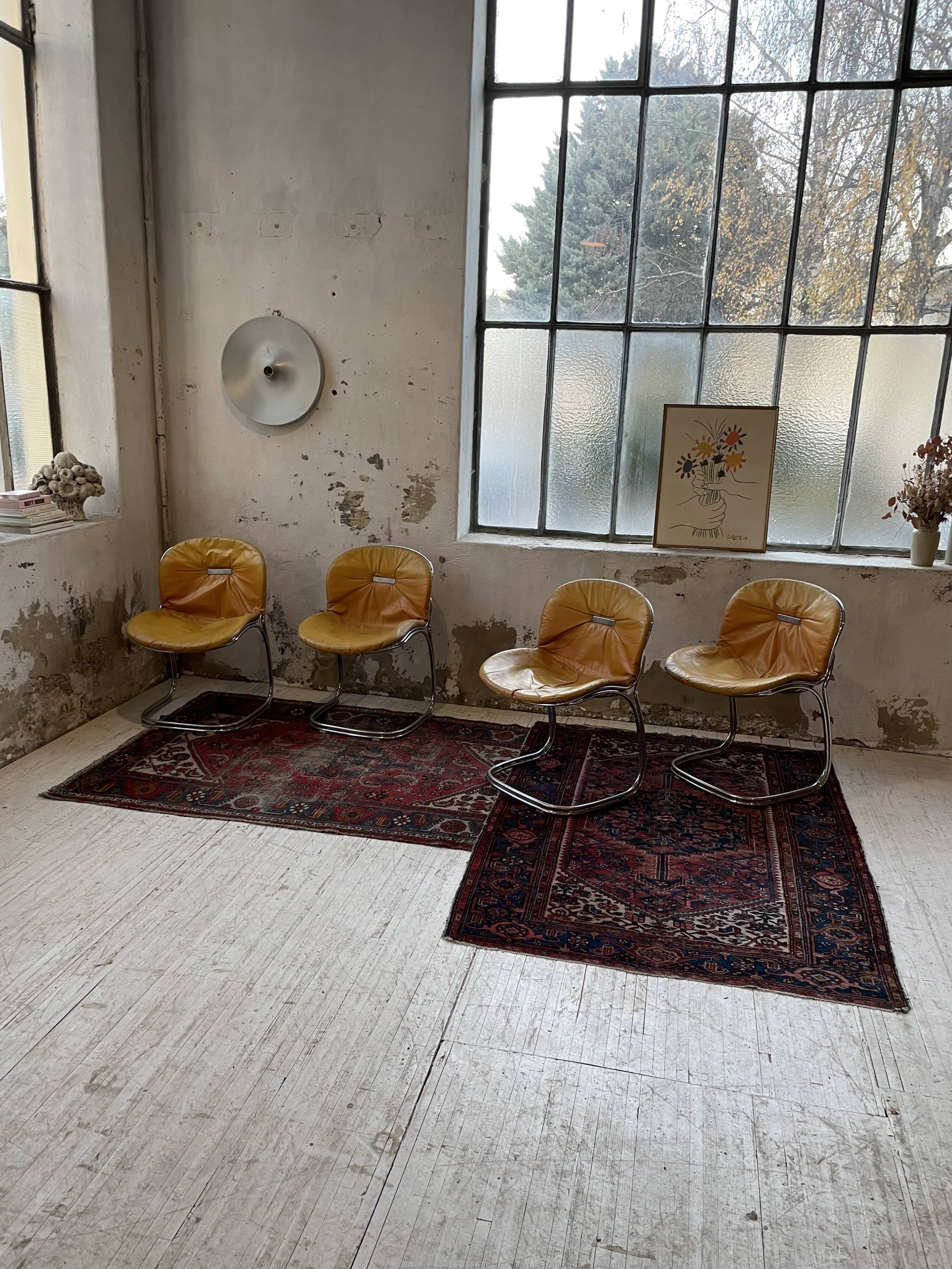 4 chairs Rinaldi "Sabrina" yellow leather