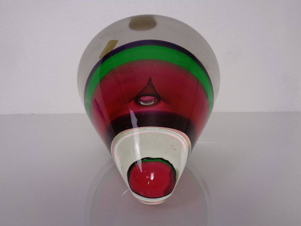 Sommerso Murano Cone Glass Paperweight, Italy, 1970s