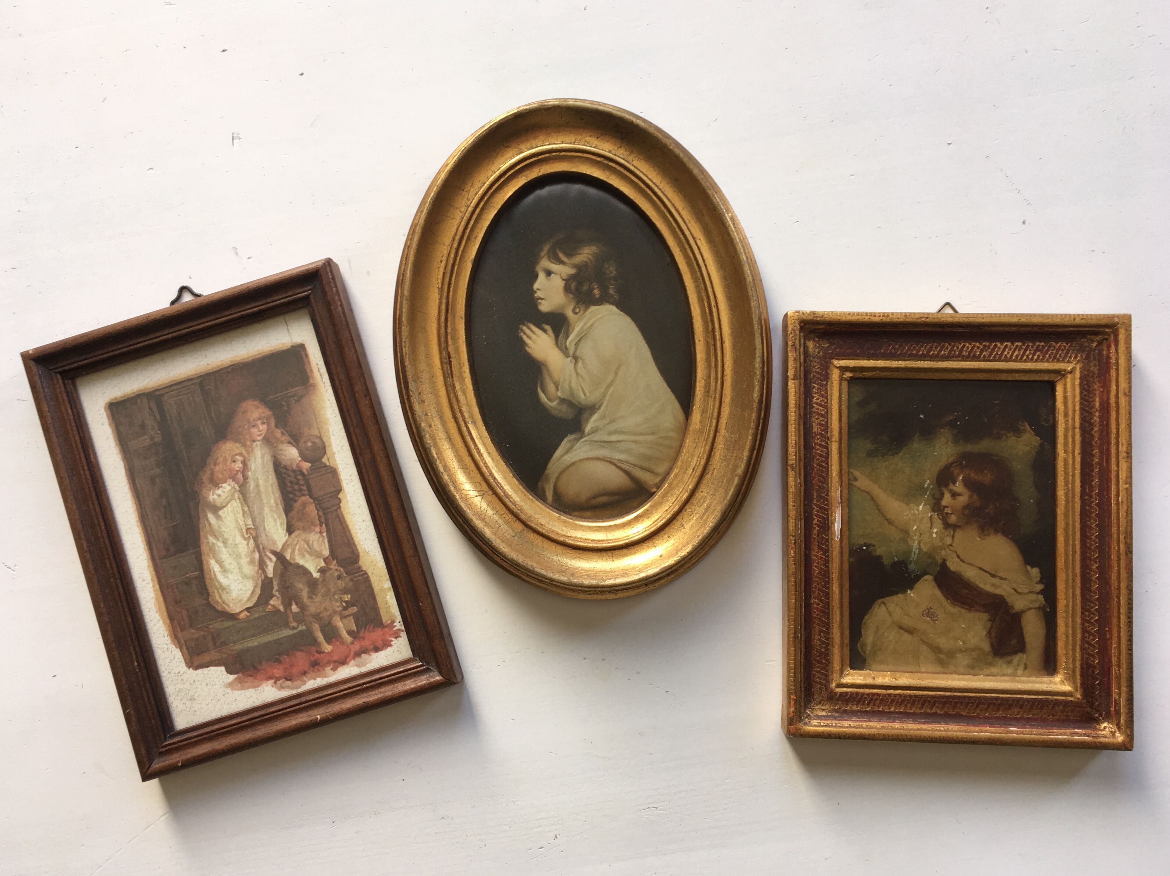 Assortment of 3 old paintings with children