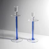 2 porte-bougies en verre IVV Italia - années 1980