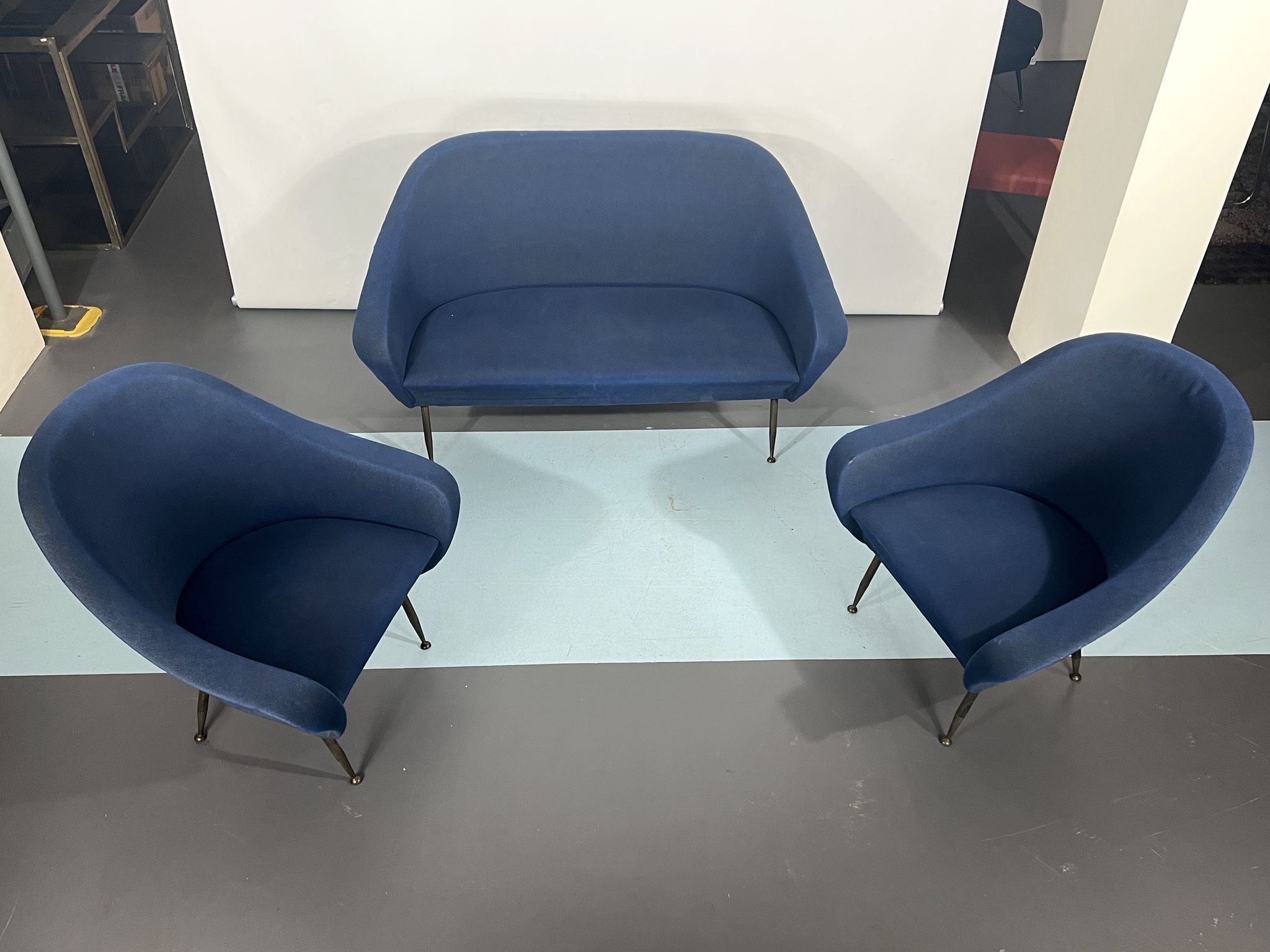 Mid-century modern loveseat and armchairs 50s