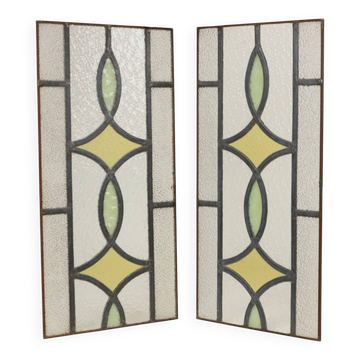 Art Deco Geometric Stained Glass Window 51x24cm