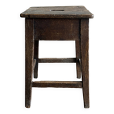 Tabouret de campagne 19e en chêne