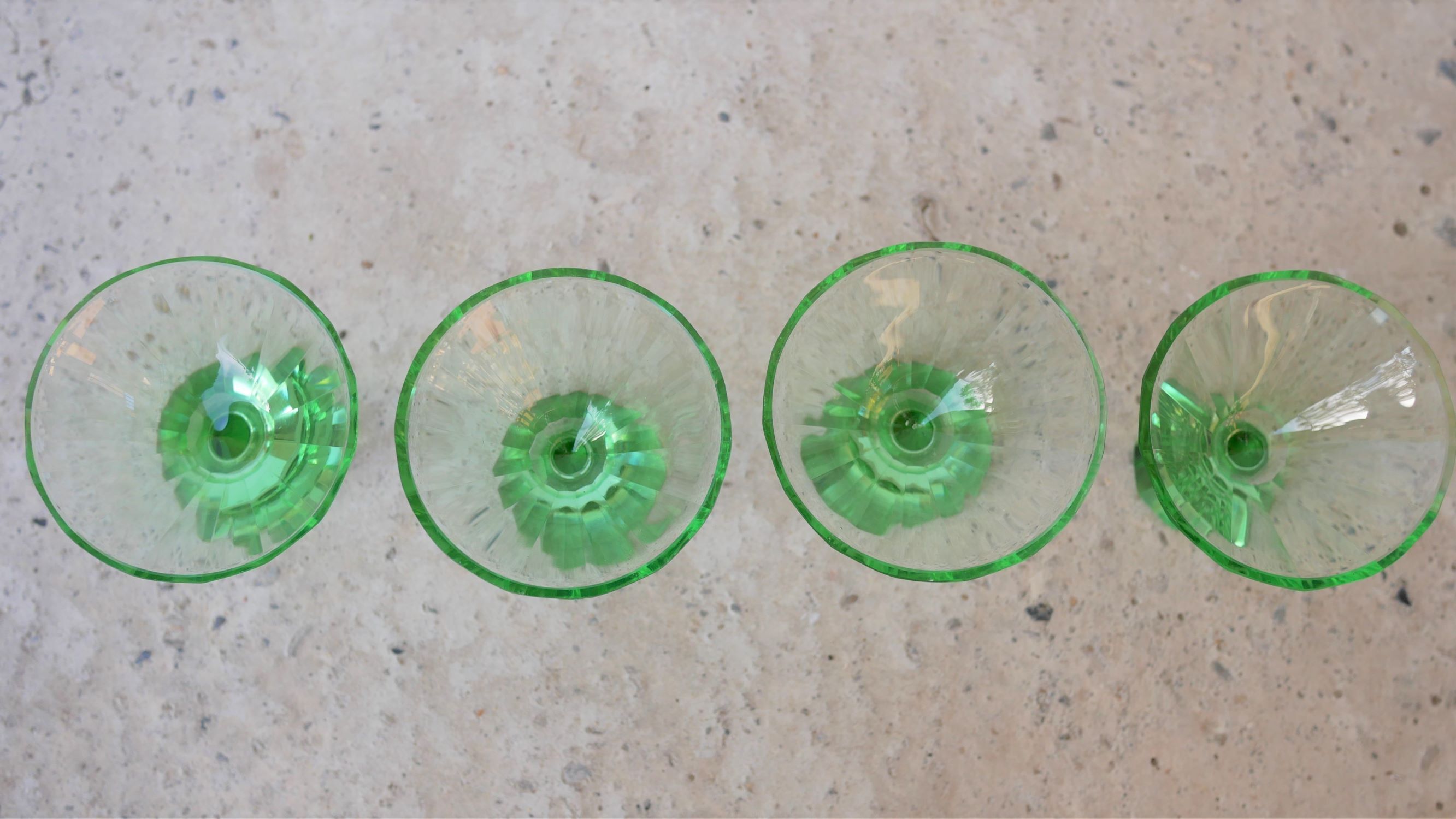 Series of 4 vintage crystal liqueur glasses
