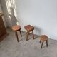 3 free-form oak tripod stools