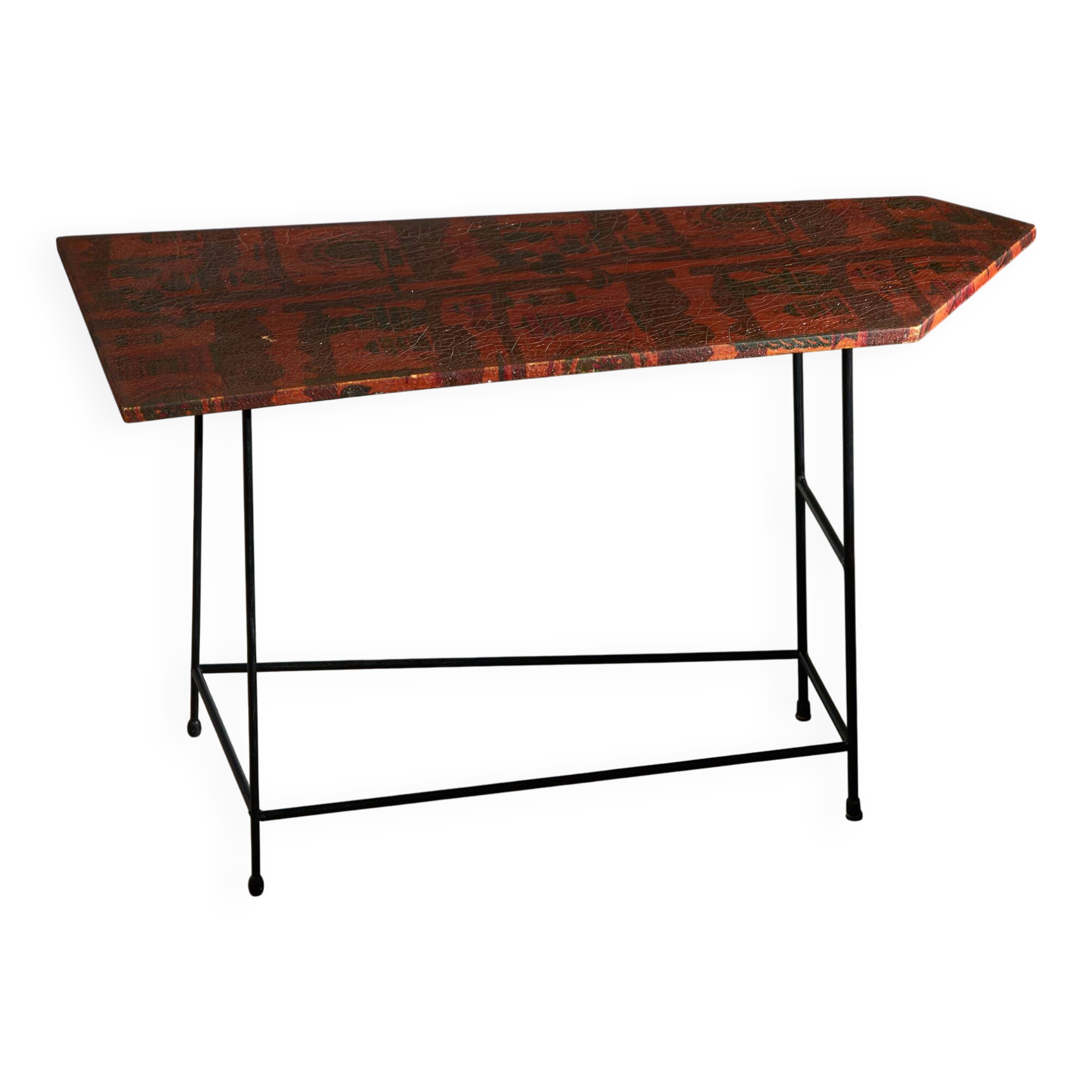 Italian Side Table with Unique Leather Top, 1970s