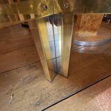 Vintage Romeo Rega coffee table, smoked glass, brass and chrome metal, Hollywood Regency design 1970s