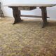 Large antique pine trestle dining table with drawer, Sweden 1780
