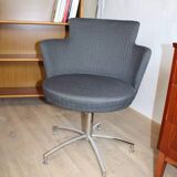 Vintage swivel armchair in gray fabric by axelson for garnas 2014 sweden