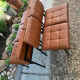 Set of 5 faux leather armchairs in fawn from the 1950s.