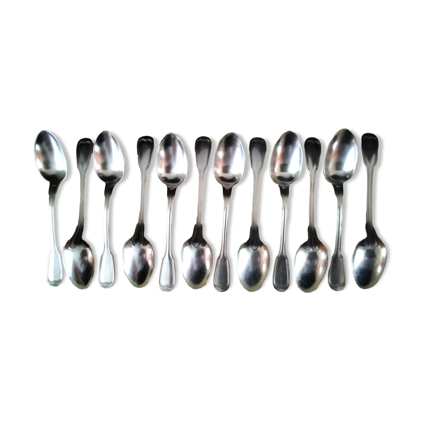 MAGNIFIQUE Coffret Contenant 12 Cuillers Cafe Metal Argente De Marque C&L EUR 38,00 - FR