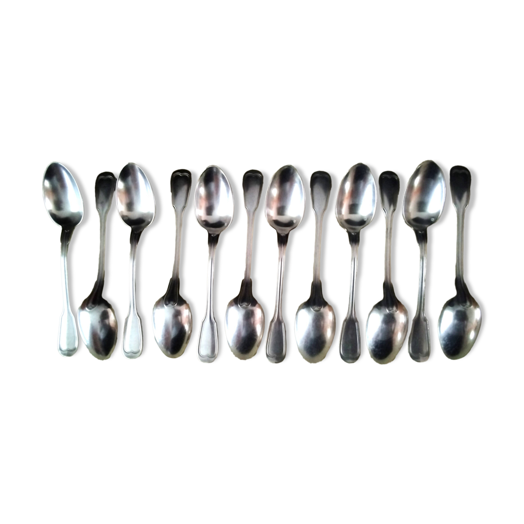 12 Cuillères à Café En Métal Argenté - Modèle Filet - Argental