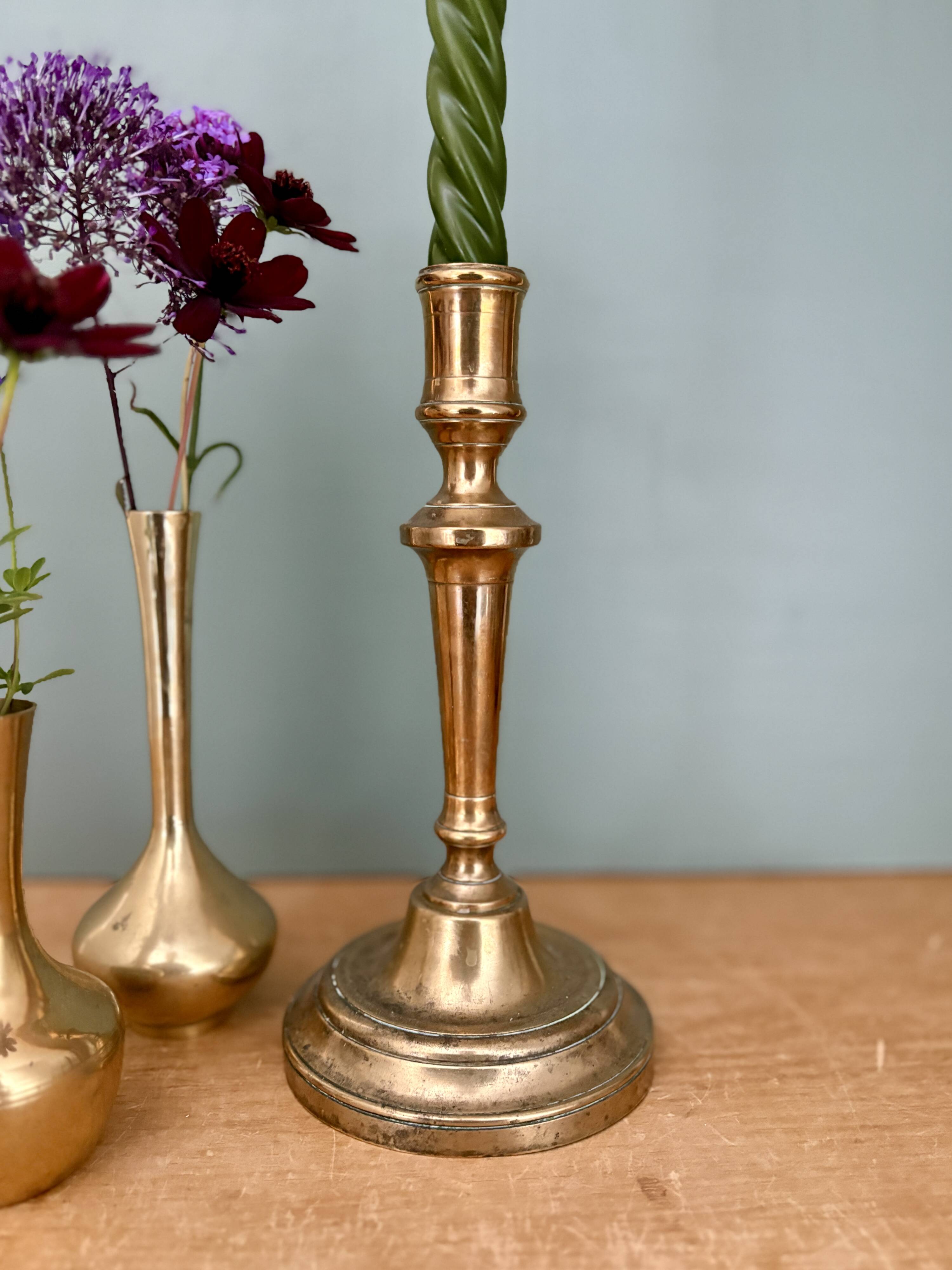 Antique brass candlestick (C1)