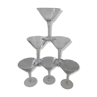 Lot of 6 crystal champagne glasses 50s