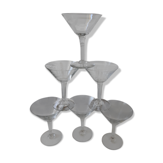 Lot de 6 coupes à champagne en cristal années 50