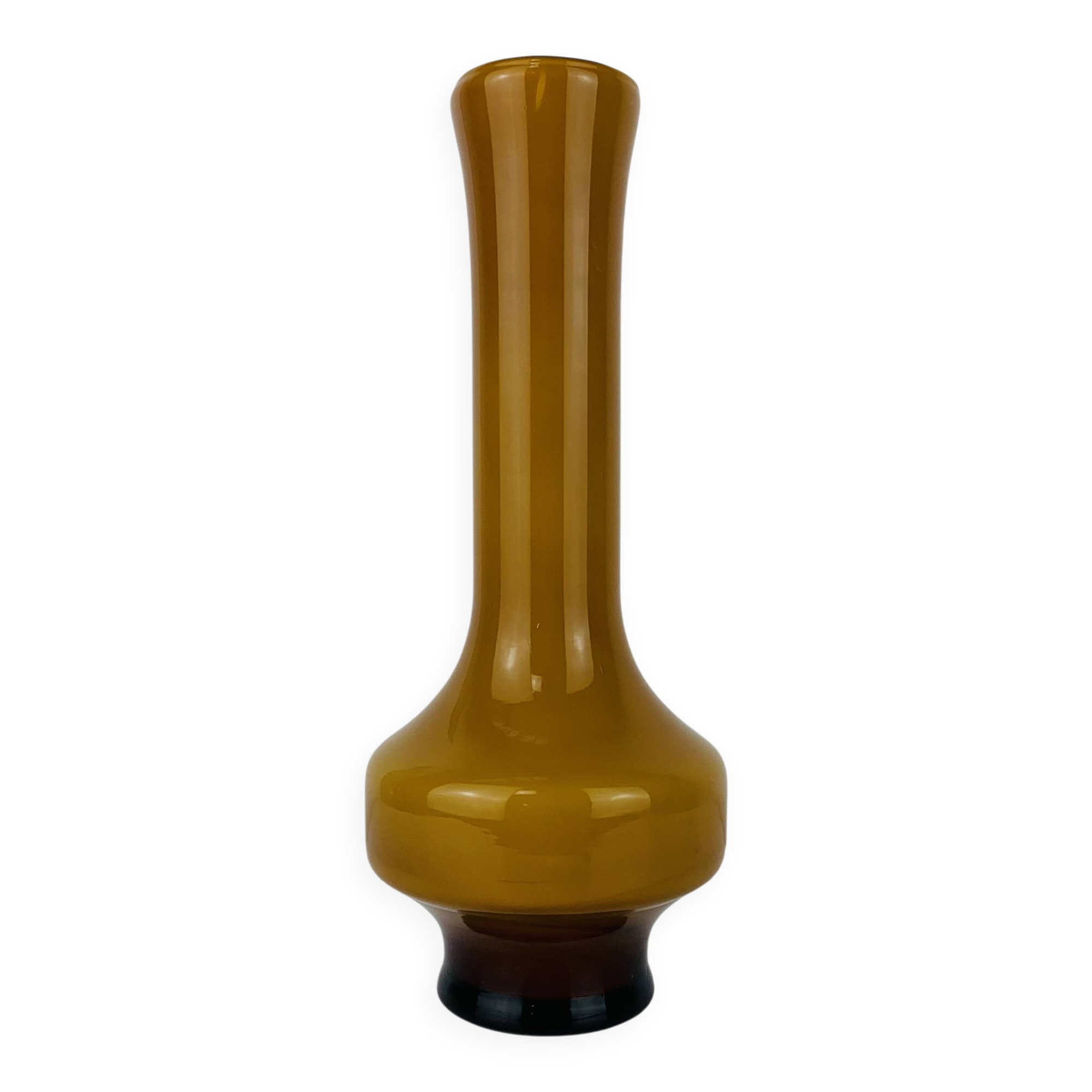 Scandinavian vase in opaque yellow glass, 1960s, vintage