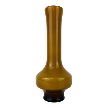 Scandinavian vase in opaque yellow glass, 1960s, vintage