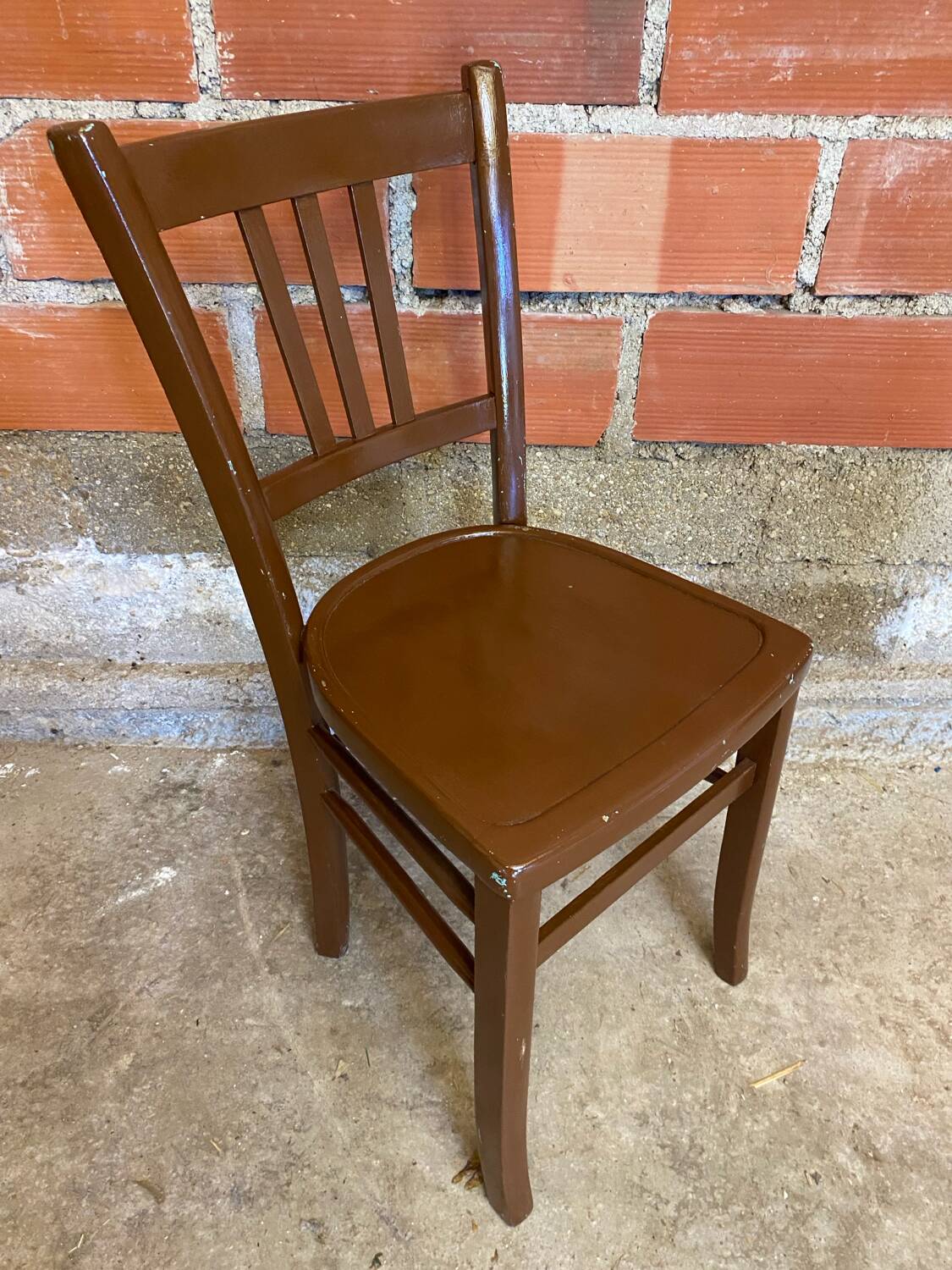 Antique Luterma style bistro chair vintage brown wood