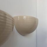 Pair of vintage wall lights, beige porcelain, France 1970