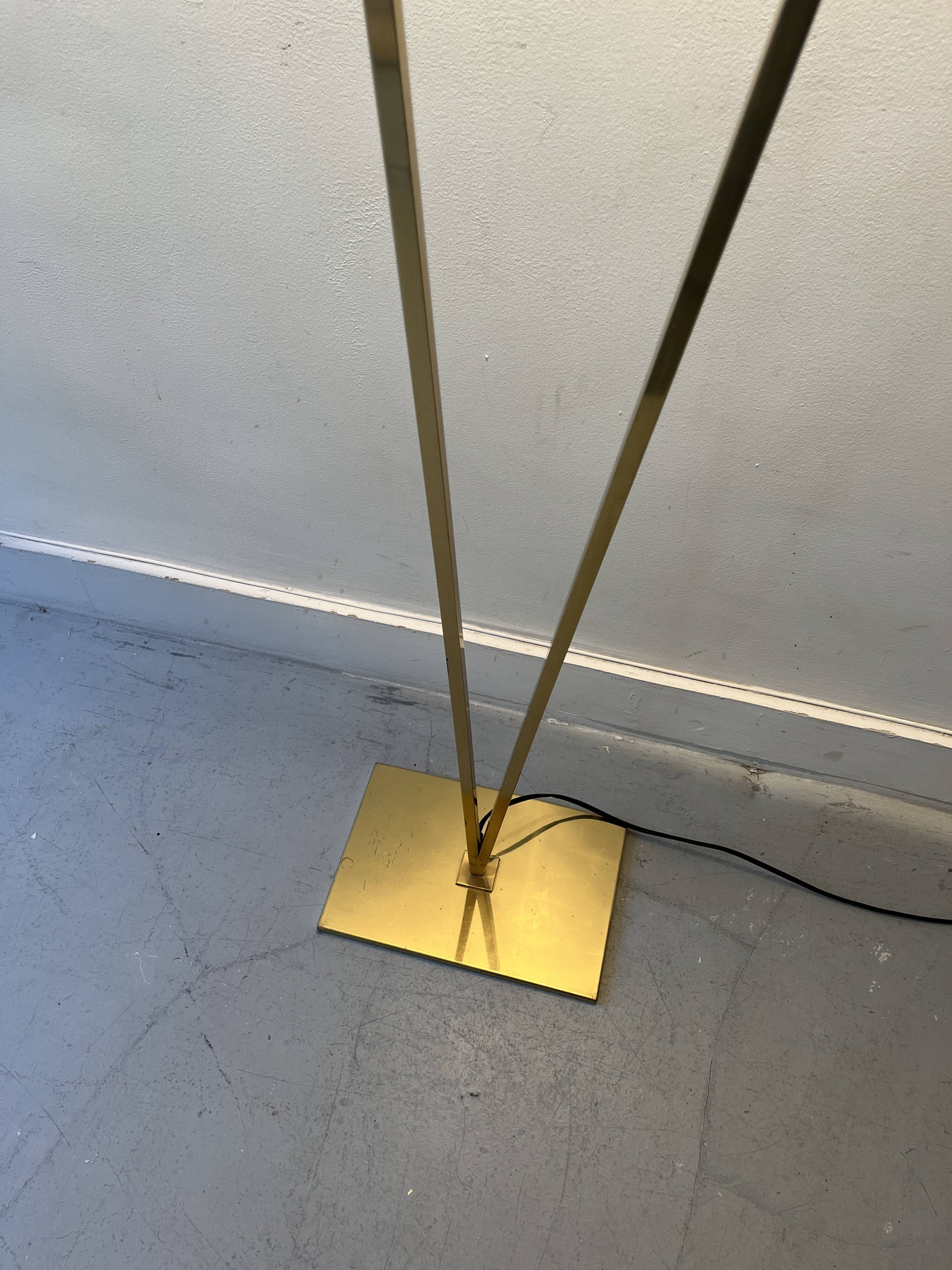 Large halogen floor lamp in polished brass, italy 1970