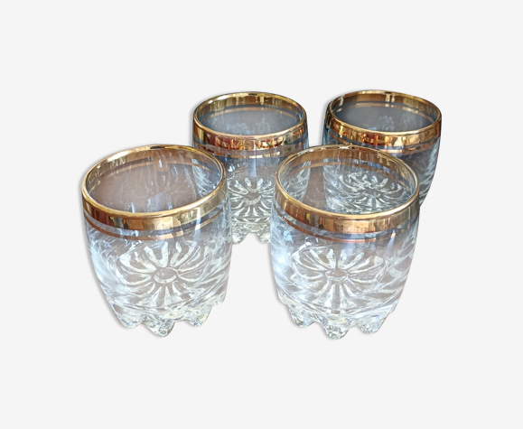 4 verres à whisky cerclés de dorure