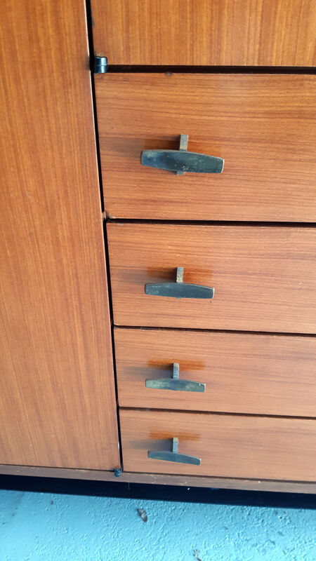 Marcel Gascoin vintage teak storage cabinet Alvéole edition, Circa 1950.